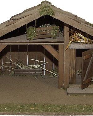 1331/12 Weihnachtskrippe aus Holz für 10-12 cm Figuren 55 x 30 x 29 cm, Braun