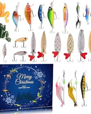 Angel Adventskalender 2026 für Männer & Teenager Jungs mit 24 Köder Set Adventskalender Angeln, Fischer Adventskalendre Köder Set Weihnachtsüberraschung/Weihnachtsgeschenke