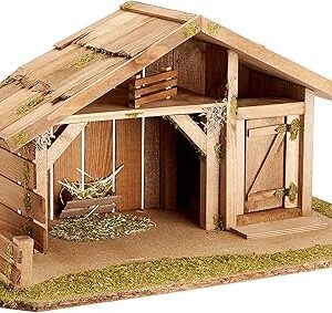 1331/12 Weihnachtskrippe aus Holz für 10-12 cm Figuren 55 x 30 x 29 cm, Braun