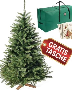 Wolkenland Artificial Christmas Tree 220cm - With Bag & Wooden Stand