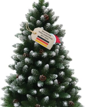 RS Trade HXT 15013 Exclusive Artificial Christmas Tree with Metal Stand, Snowy Tips and Pine Cones, Available in Sizes 120/150/180/210/240 cm, 120 cm