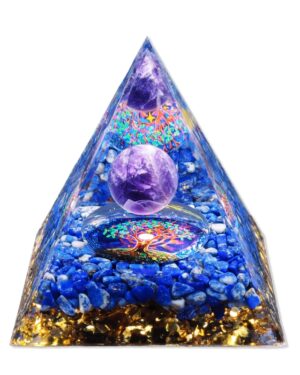Crystal Pyramid Orgonite Tree of Life, Amethyst Energy Healing Stone, Orgonite Amulet with Happiness & Health, Valentine's Day Gift, Home Accessory