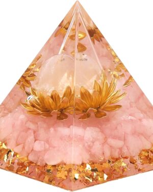 Rose Quartz, Orgonite Pyramid Crystals, Pyramid Christmas Gemstones Crystals Pink Stone, Lotus Pyramids Spiritual Gifts, Home Crafts Ornament Made of Resin (5 cm)