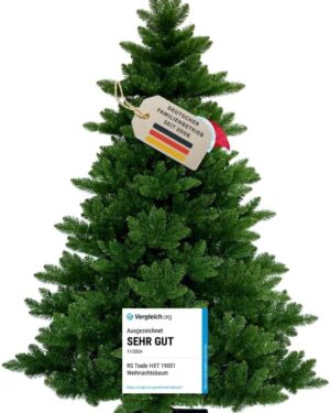 RS Trade 19001 Artificial Christmas Tree, PVC, 180 cm, Diameter Approx. 132 cm, with 1422 Tips, Quick-Assembly Folding/Umbrella System, Flame-Retardant, Including Metal Christmas Tree Stand