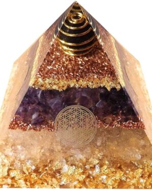 XXL Orgonite Pyramid Large According to Wilhelm Reich with Rock Crystal, Shungite & Amethyst - Orgonite Orgone Gemstone Pyramid Handmade in Nuremberg