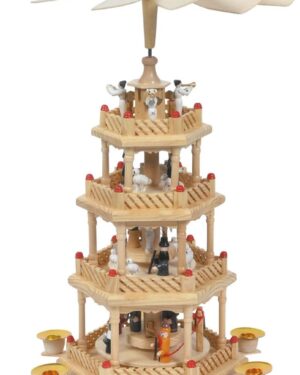 OBC Christmas Pyramid Red Pyramid Christmas 4 Tier Artisan Style Handmade Christmas Decoration