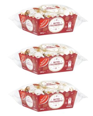 Butter Stollen Confectionery Pack of 3 Small Christmas Stollen Pieces Confectionery Christmas Pastry Butter Stollen without Marzipan Refined with Powdered Sugar in Practical Serving Bowl 3 x 300 g