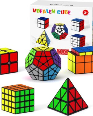 Vdealen Magic Cube Set, Speed Cube of 2 x 2 4 x 4 Pyramid Mirror Megaminx Magic Cube Original, Sticker Magic Cube Cube Puzzle, Gift for Children, Teenagers, Adults