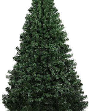 GTPLAYER Artificial Christmas Tree Christmas Decoration 195 cm PVC Material with 1000+ Tips Thickened Branches with Decorative Bows & Greeting Cards Sturdy Metal Stand Green