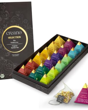 Creano Premium Organic Herbal Tea Gift Set "Organic Herbal Tea" – 18 Pyramid Tea Bags in 9 Different Varieties – 45 g – 2024