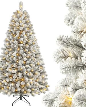 SHareconn 210 cm Christmas Tree with Snow/Lighting, 13 Modes, 932 Tips