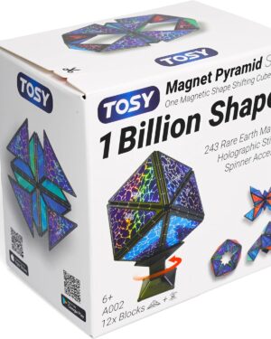 TOSY Magnet Pyramid Stone - 1 Cube Becomes 1 Billion Shapes, 12 Pieces, 243 Magnets, Holographic Magnetic Puzzle STEM/STEAM Toy