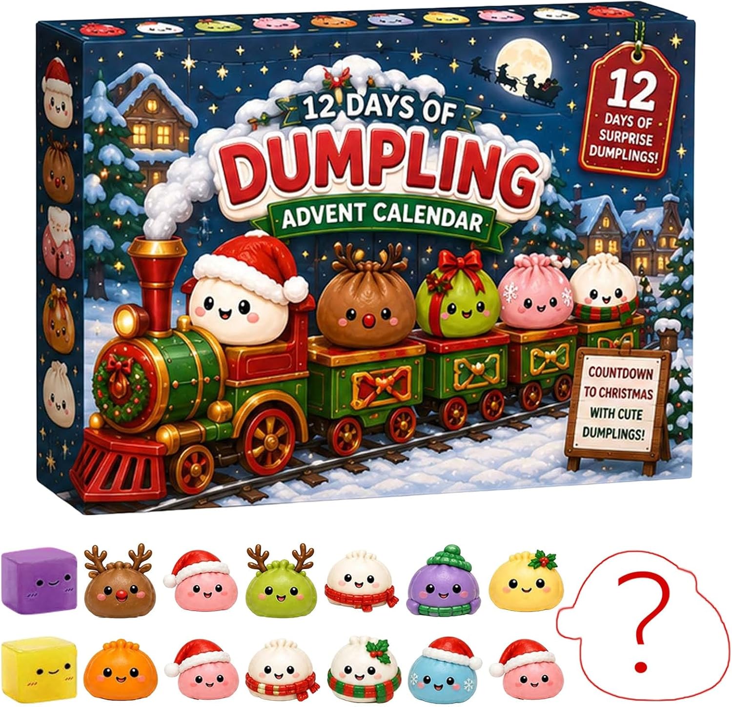 Squishy Advent Calendar 2026-12 Days Dumpling Squishy Christmas Calendar