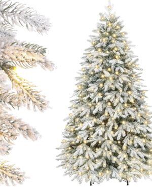 Yorbay Artificial Christmas Tree with Lighting Snowflakes: 210 cm High