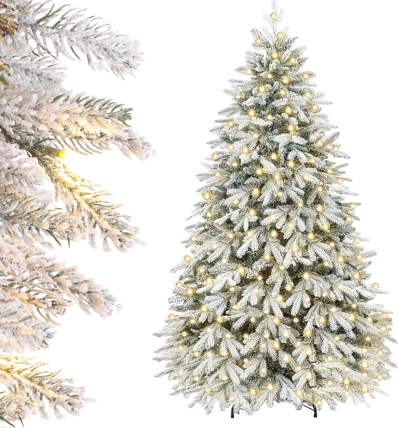 Yorbay Artificial Christmas Tree with Lighting Snowflakes: 210 cm High