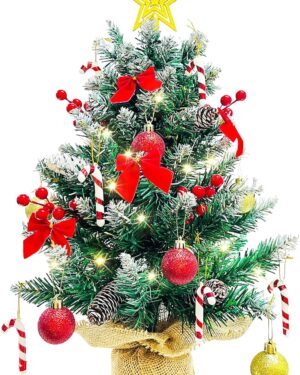 Small Christmas Tree with LED Lighting, Mini Christmas Tree Table 60 cm