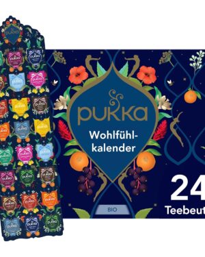 Pukka Organic Tea Gift Set, Advent Calendar, "Feel-Good Calendar 2025", Environmentally Friendly, No Chocolate, Dairy Free, Gift Idea, 12 Tea Variations, 24 Tea Bags