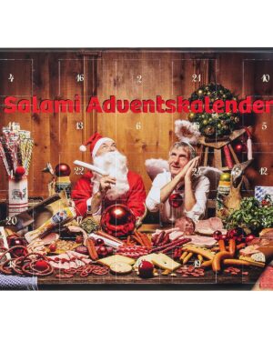 Wurstbaron® Spicy Salami Advent Calendar, 24 Mini Sausage Stars and Hearts, Snacks and Treats for Christmas, High Quality and Smoky Flavours, 40.8 g
